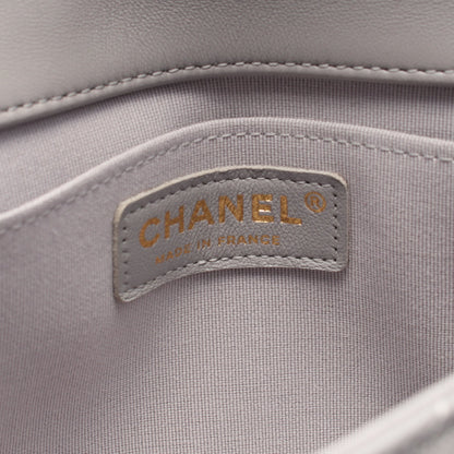 マトラッセ チェーンショルダーバッグ レザー グレー ゴールド金具 シャネル バッグ CHANEL