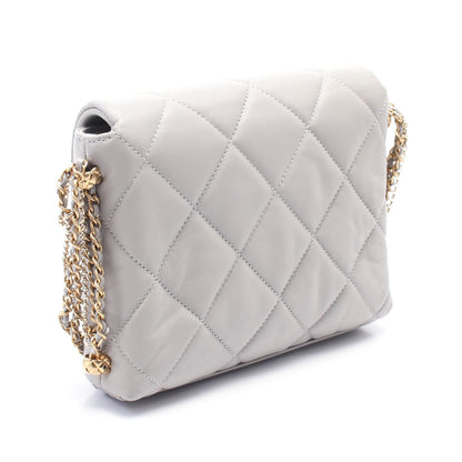 マトラッセ チェーンショルダーバッグ レザー グレー ゴールド金具 シャネル バッグ CHANEL