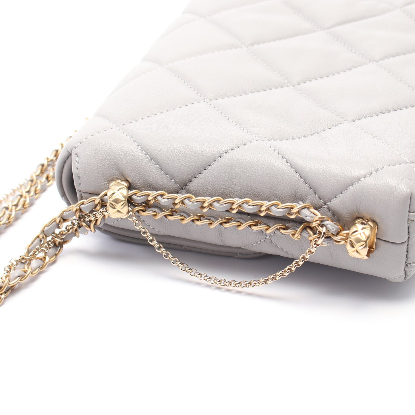 マトラッセ チェーンショルダーバッグ レザー グレー ゴールド金具 シャネル バッグ CHANEL