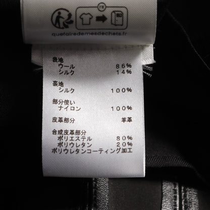 フィンフラウンスミカドドレス ワンピース ノースリーブ ウール シルク ブラック レザー切替 24SS ルイヴィトン ワンピース LOUIS VUITTON