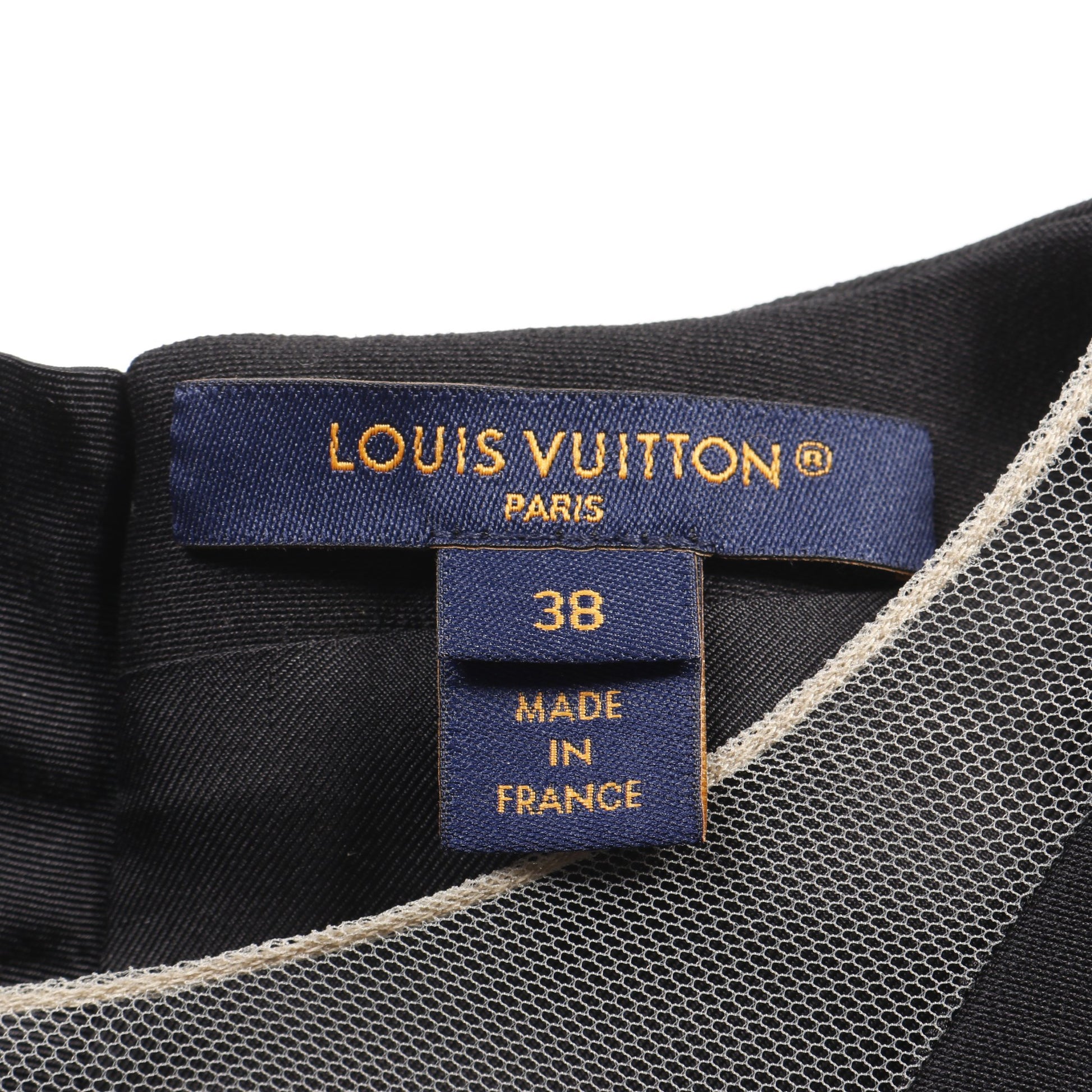 フィンフラウンスミカドドレス ワンピース ノースリーブ ウール シルク ブラック レザー切替 24SS ルイヴィトン ワンピース LOUIS VUITTON