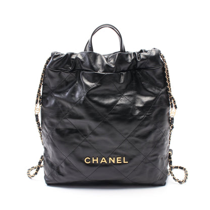 19 ディズヌフ マトラッセ バックパック リュックサック レザー ブラック ゴールド金具 シャネル バッグ CHANEL
