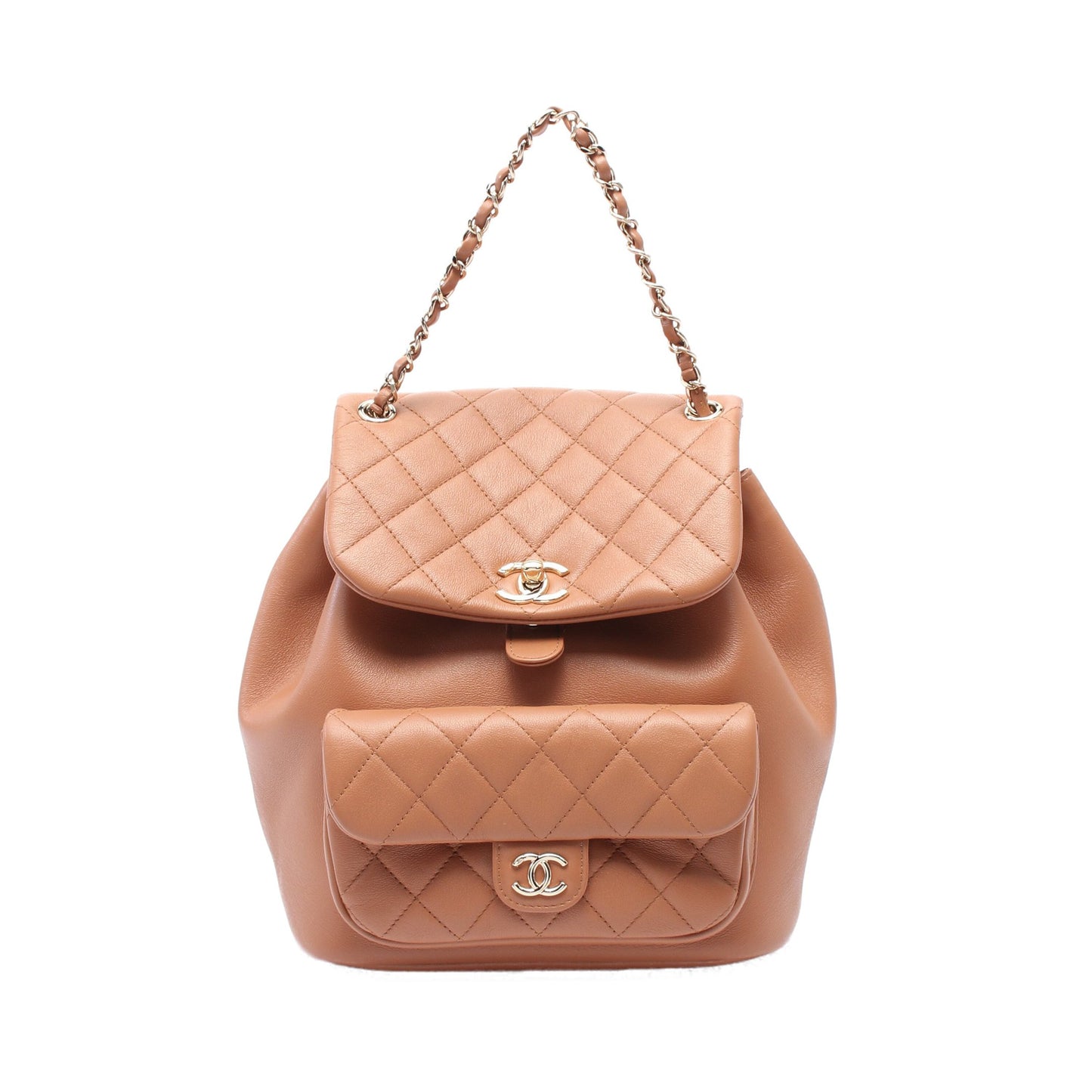 マトラッセ バックパック リュックサック レザー ライトブラウン ゴールド金具 シャネル バッグ CHANEL