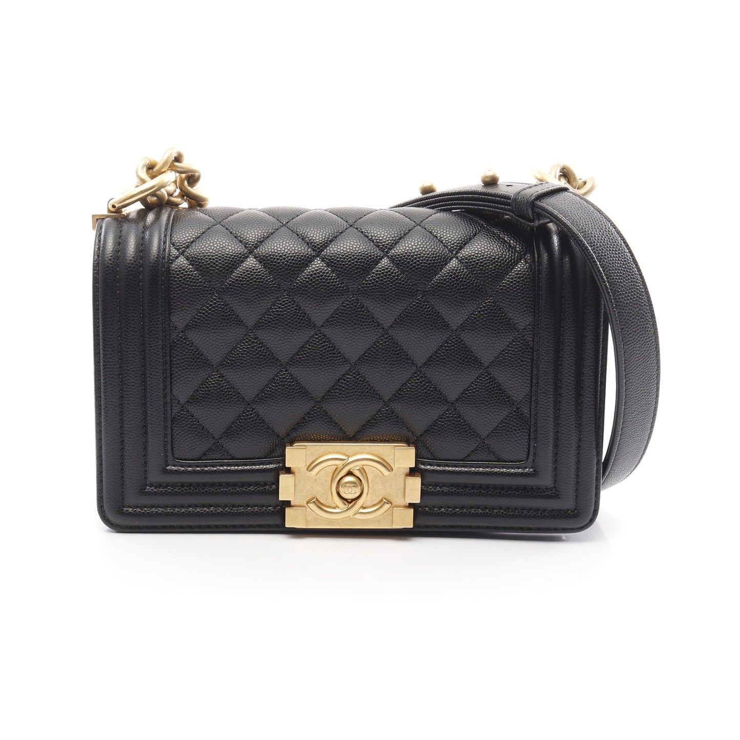 ボーイシャネル スモール チェーンショルダーバッグ キャビアスキン ブラック ゴールド金具 シャネル バッグ CHANEL