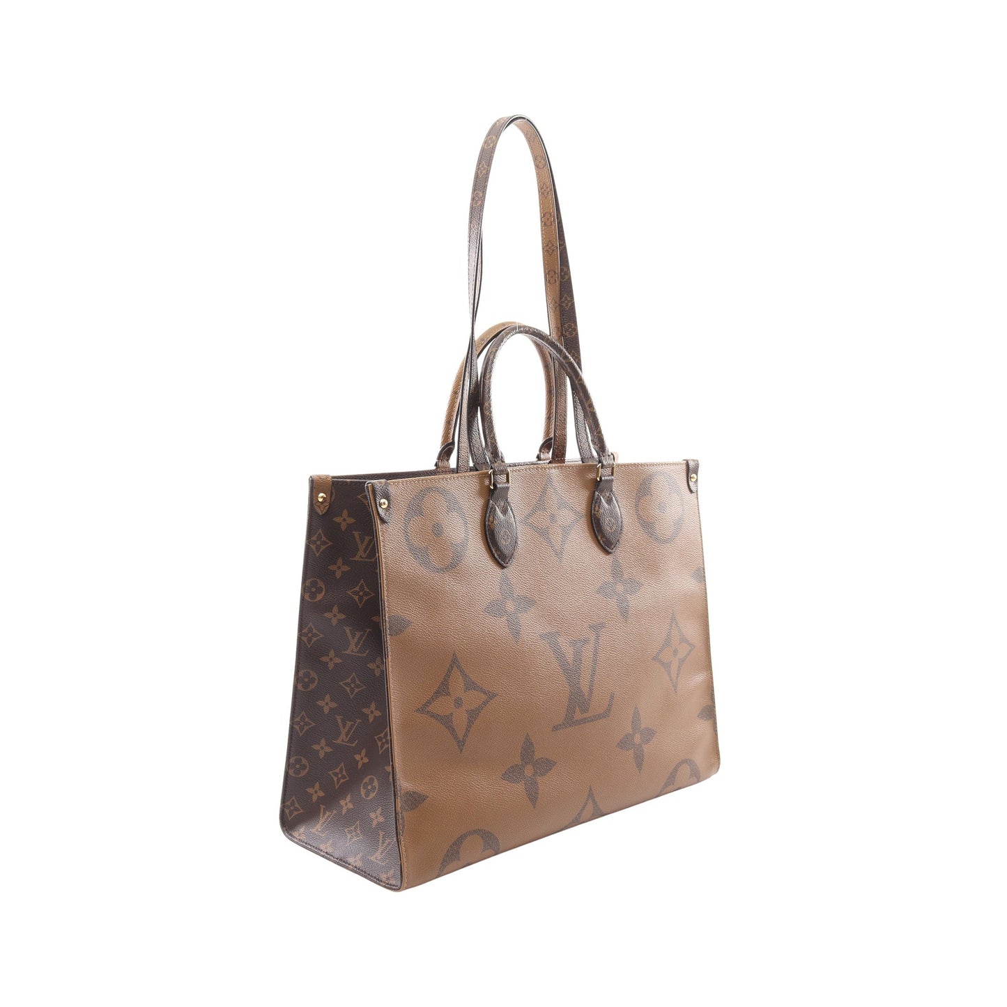 オンザゴーGM モノグラムジャイアント リバース ショルダーバッグ トートバッグ PVC ブラウン ベージュ 2WAY ルイヴィトン バッグ LOUIS VUITTON