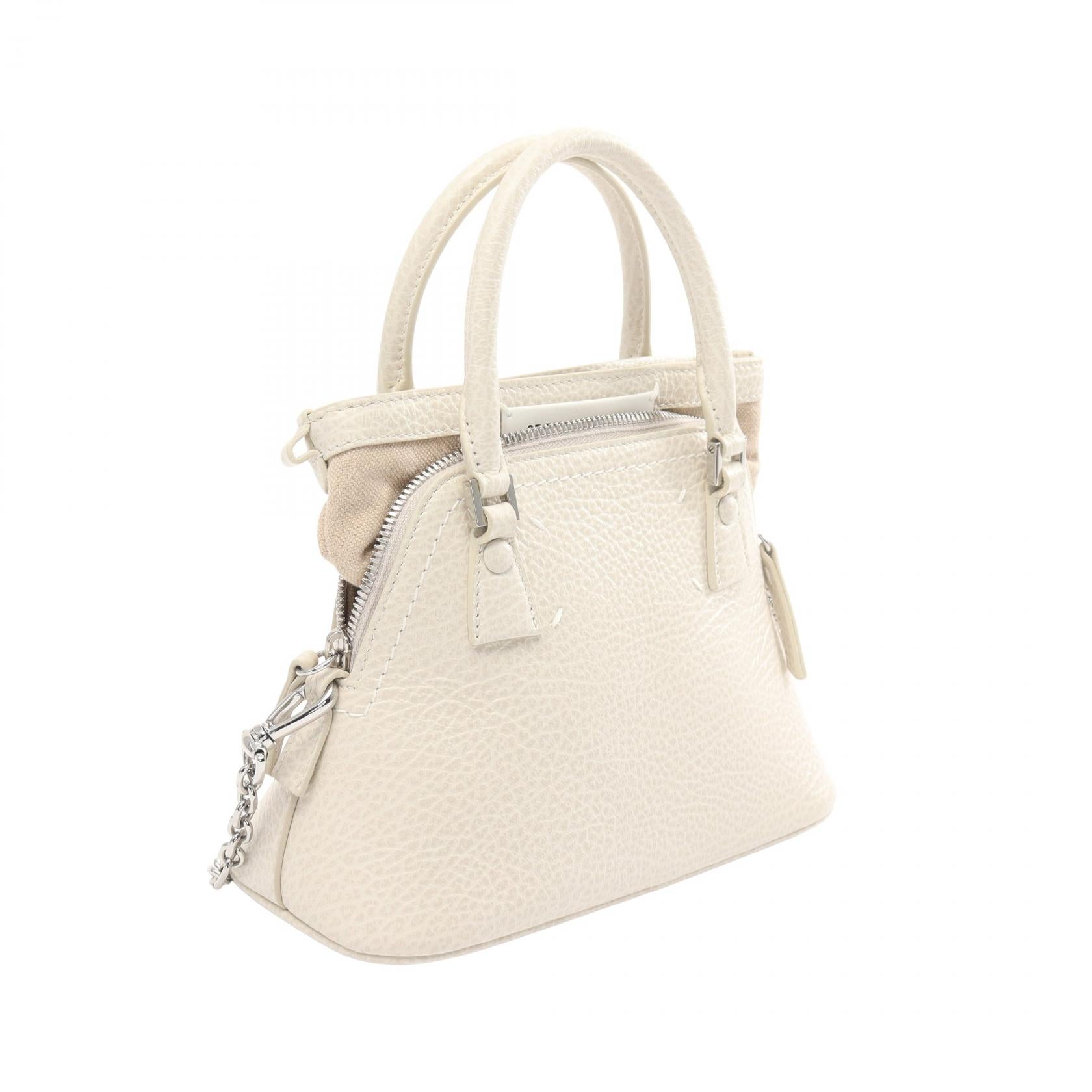 5AC マイクロ ハンドバッグ レザー ホワイト 2WAY メゾン