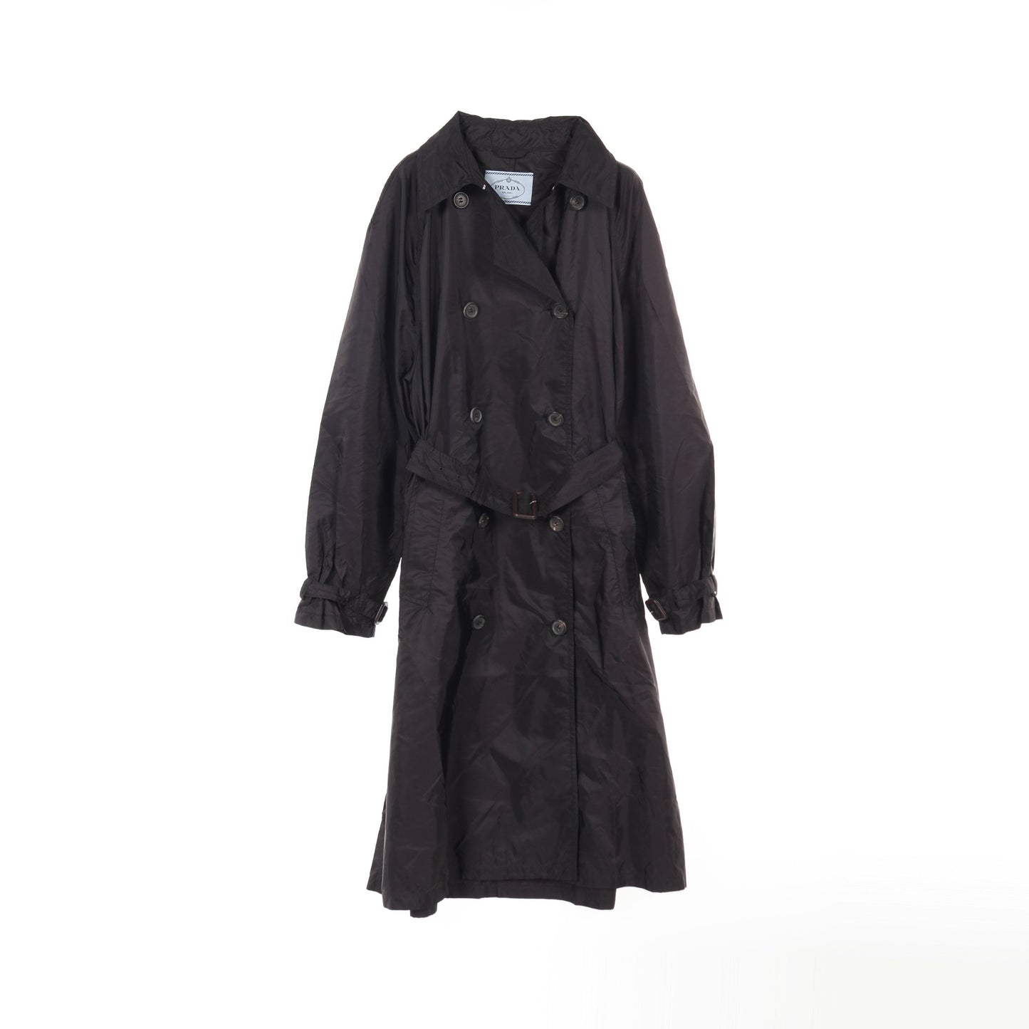 RE-NYLON トレンチコート ナイロン ブラック プラダ アウター PRADA