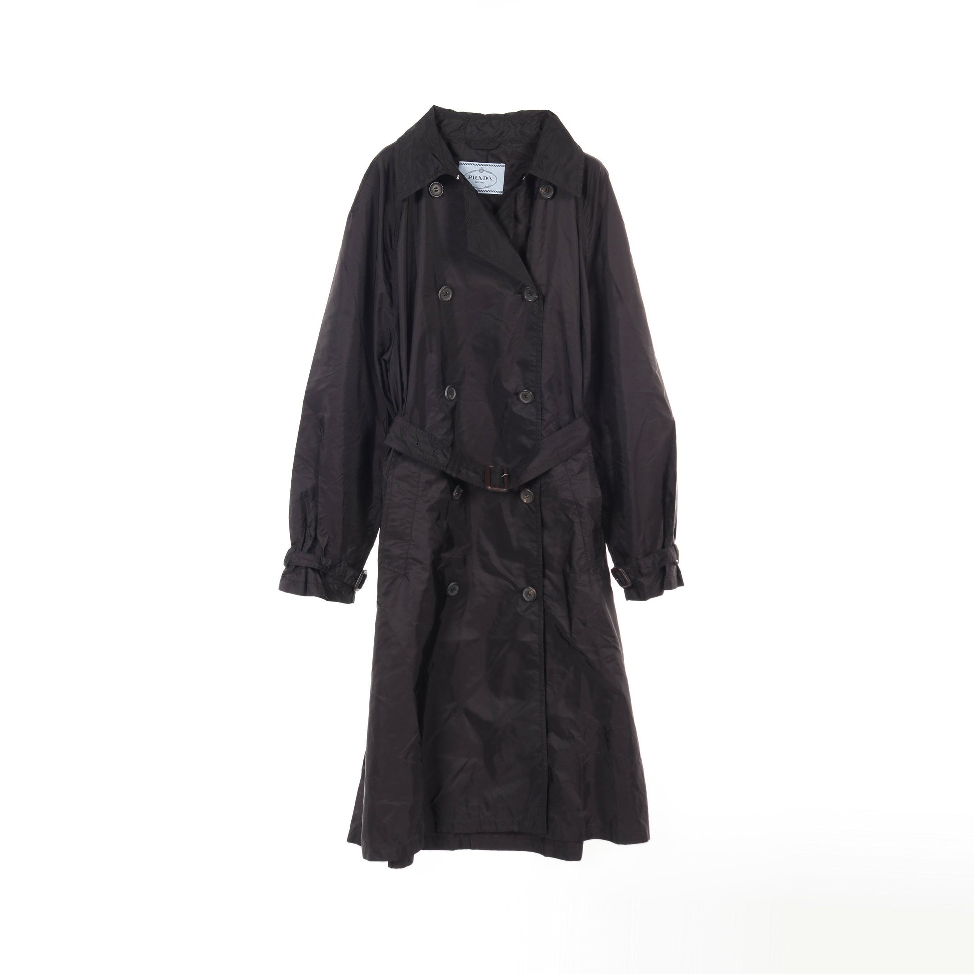 RE-NYLON トレンチコート ナイロン ブラック プラダ アウター PRADA