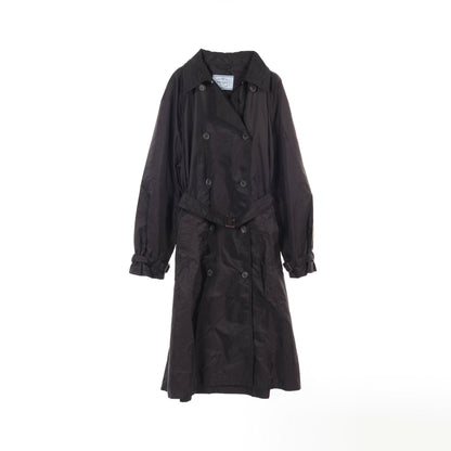 RE-NYLON トレンチコート ナイロン ブラック プラダ アウター PRADA