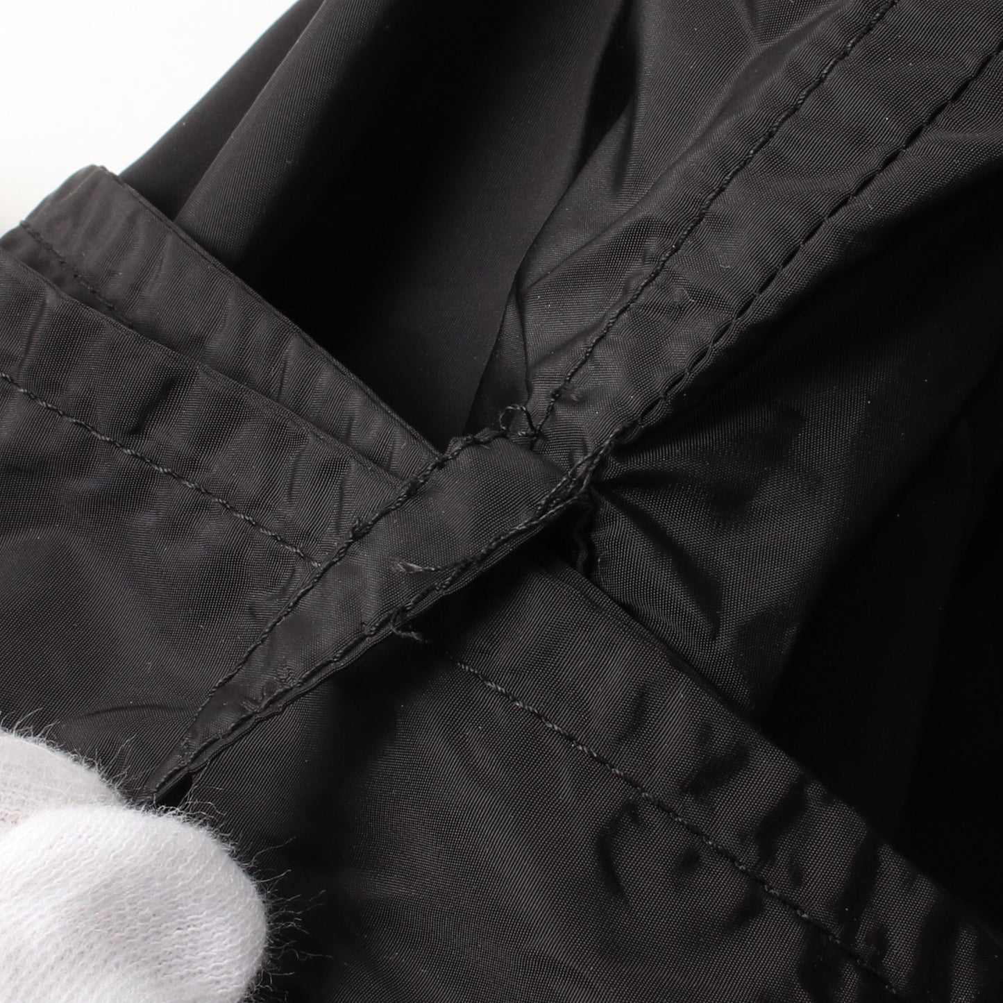 RE-NYLON トレンチコート ナイロン ブラック プラダ アウター PRADA