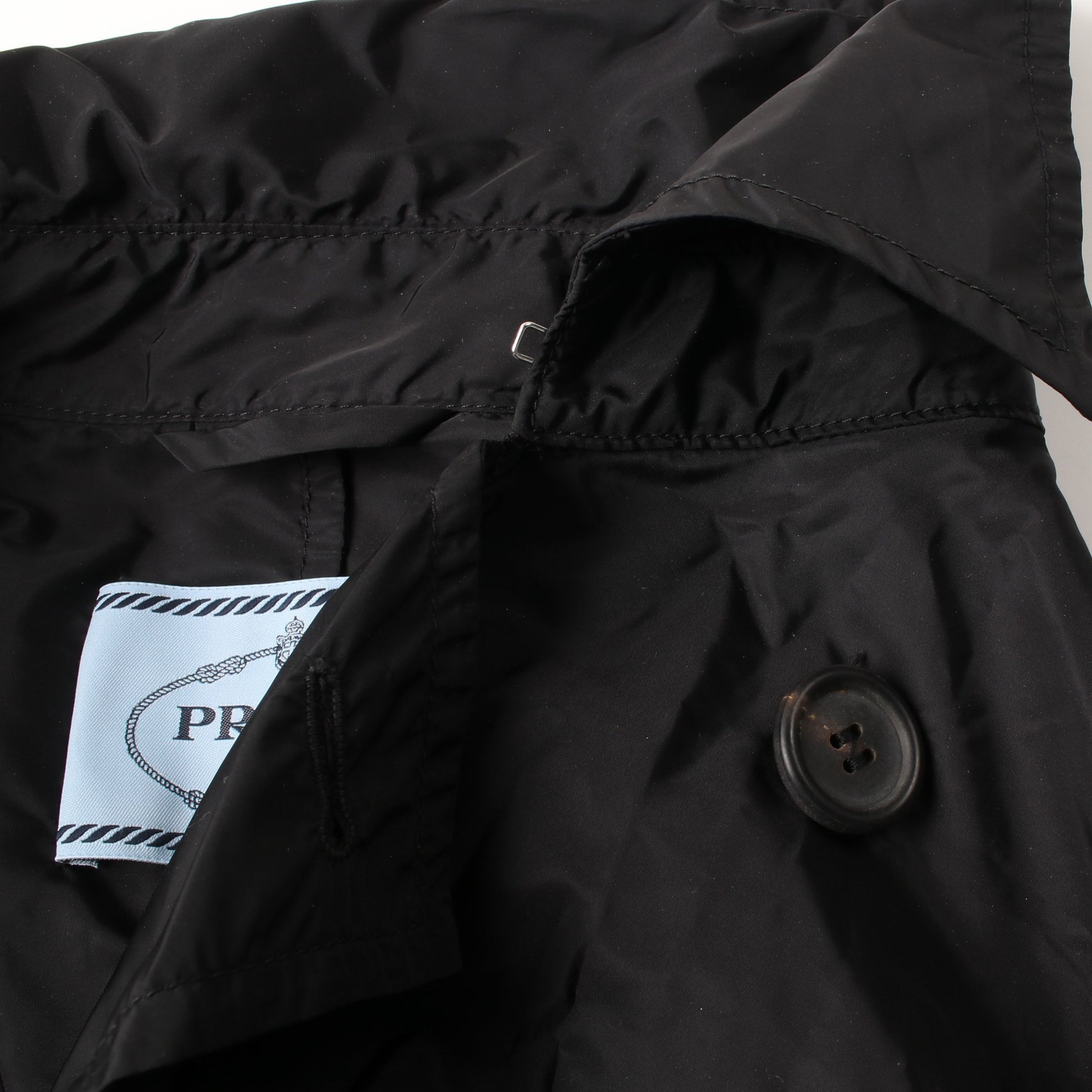 RE-NYLON トレンチコート ナイロン ブラック プラダ アウター PRADA