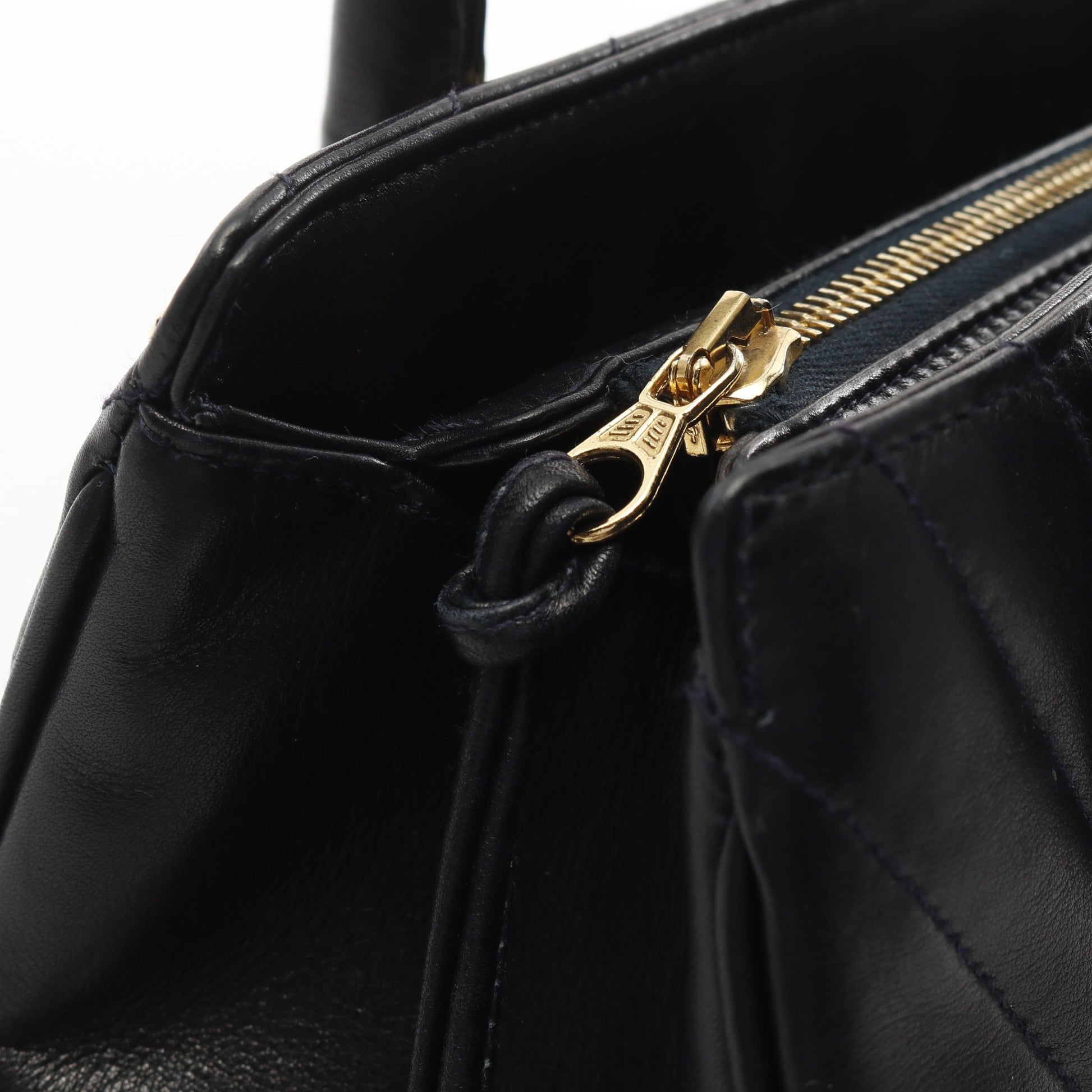 シェブロン Vステッチ ハンドバッグ ラムスキン ダークネイビー ゴールド金具 2WAY ヴィンテージ シャネル バッグ CHANEL