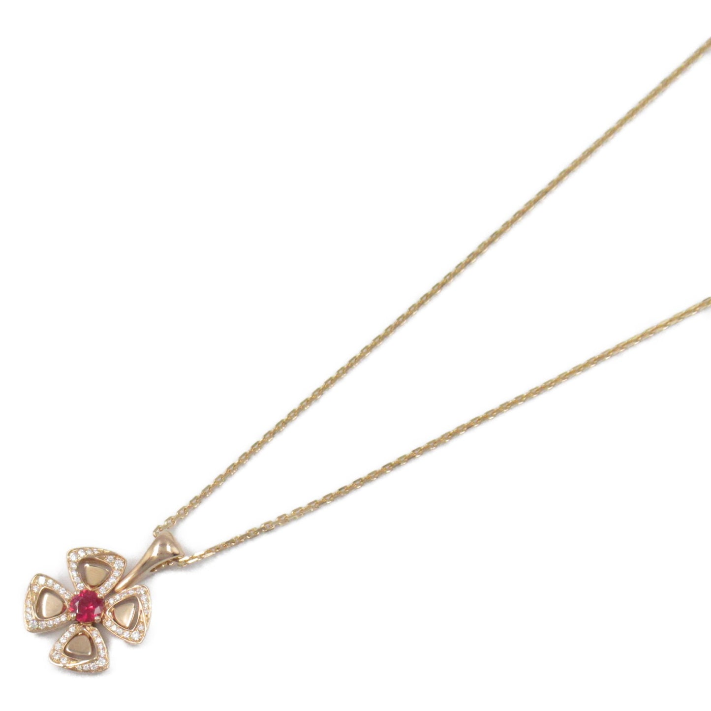 フィオレヴァーネックレス ダイヤ ネックレス K18PG（ピンクゴールド） ダイヤモンド レッド クリア ブルガリ アクセサリー BVLGARI