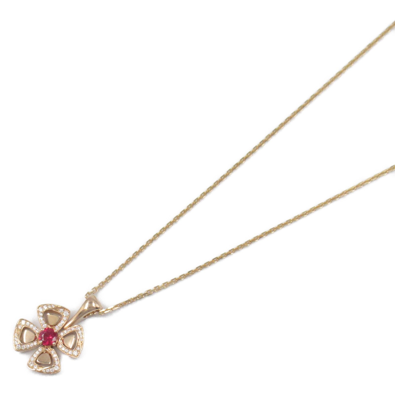 フィオレヴァーネックレス ダイヤ ネックレス K18PG（ピンクゴールド） ダイヤモンド レッド クリア ブルガリ アクセサリー BVLGARI