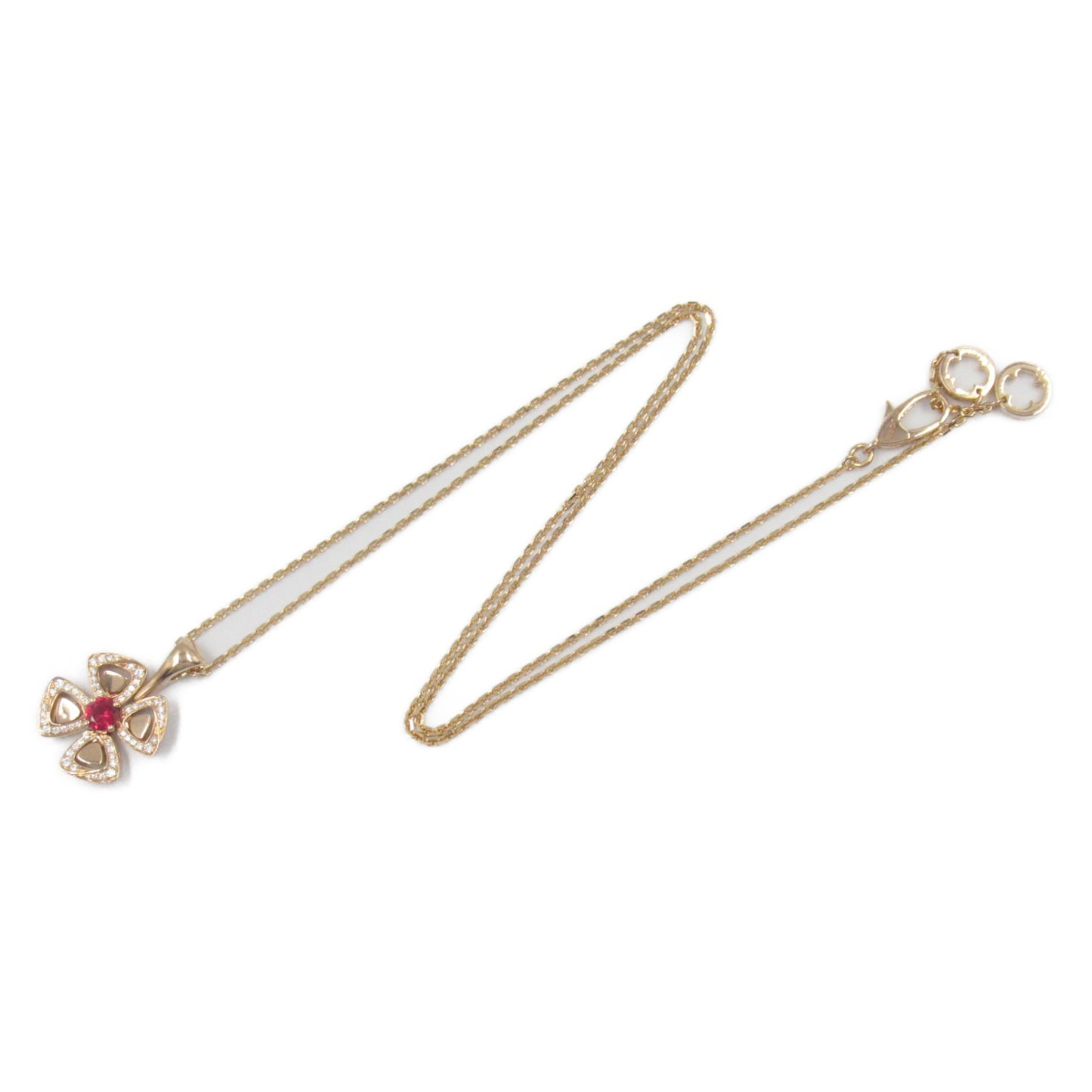 フィオレヴァーネックレス ダイヤ ネックレス K18PG（ピンクゴールド） ダイヤモンド レッド クリア ブルガリ アクセサリー BVLGARI