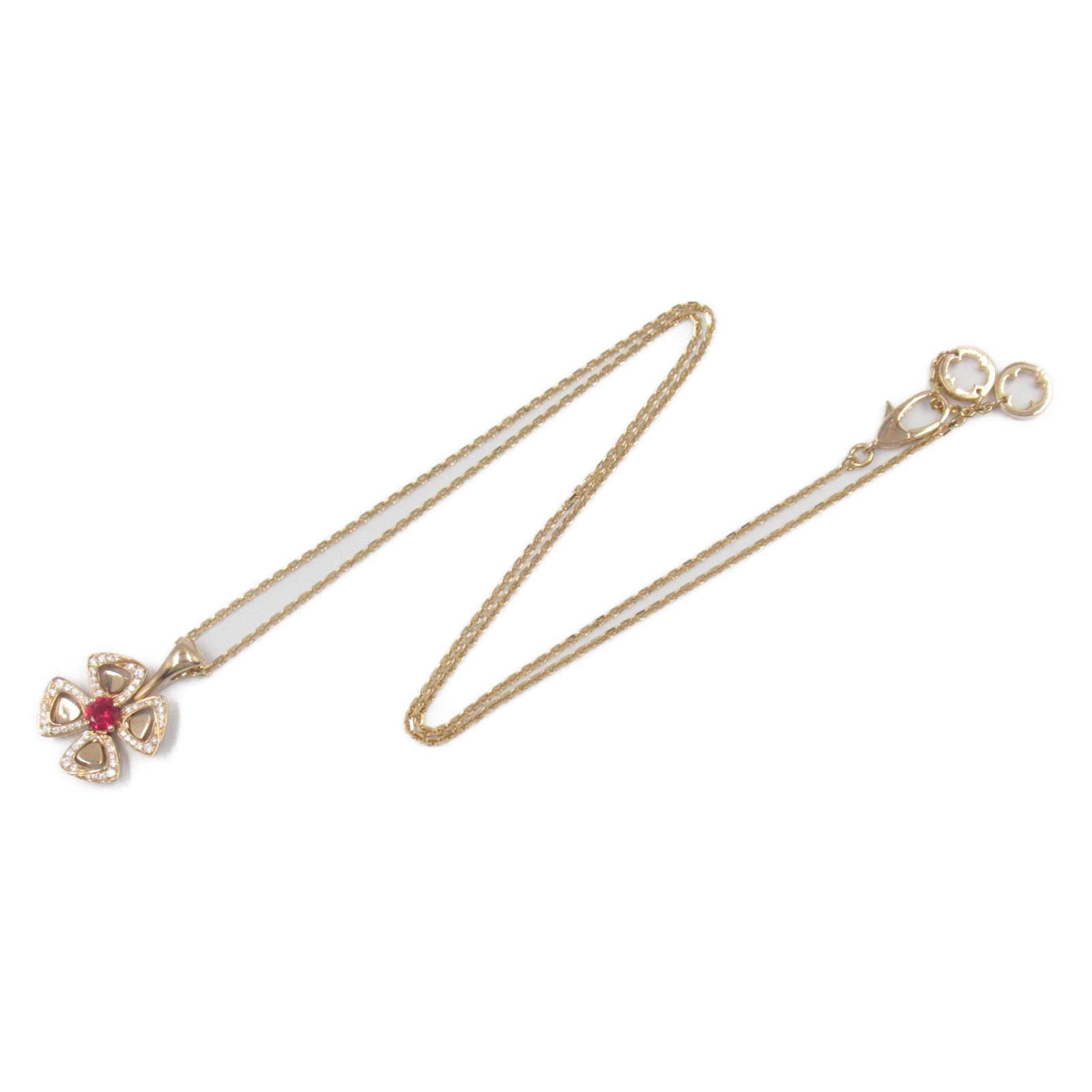 フィオレヴァーネックレス ダイヤ ネックレス K18PG（ピンクゴールド） ダイヤモンド レッド クリア ブルガリ アクセサリー BVLGARI