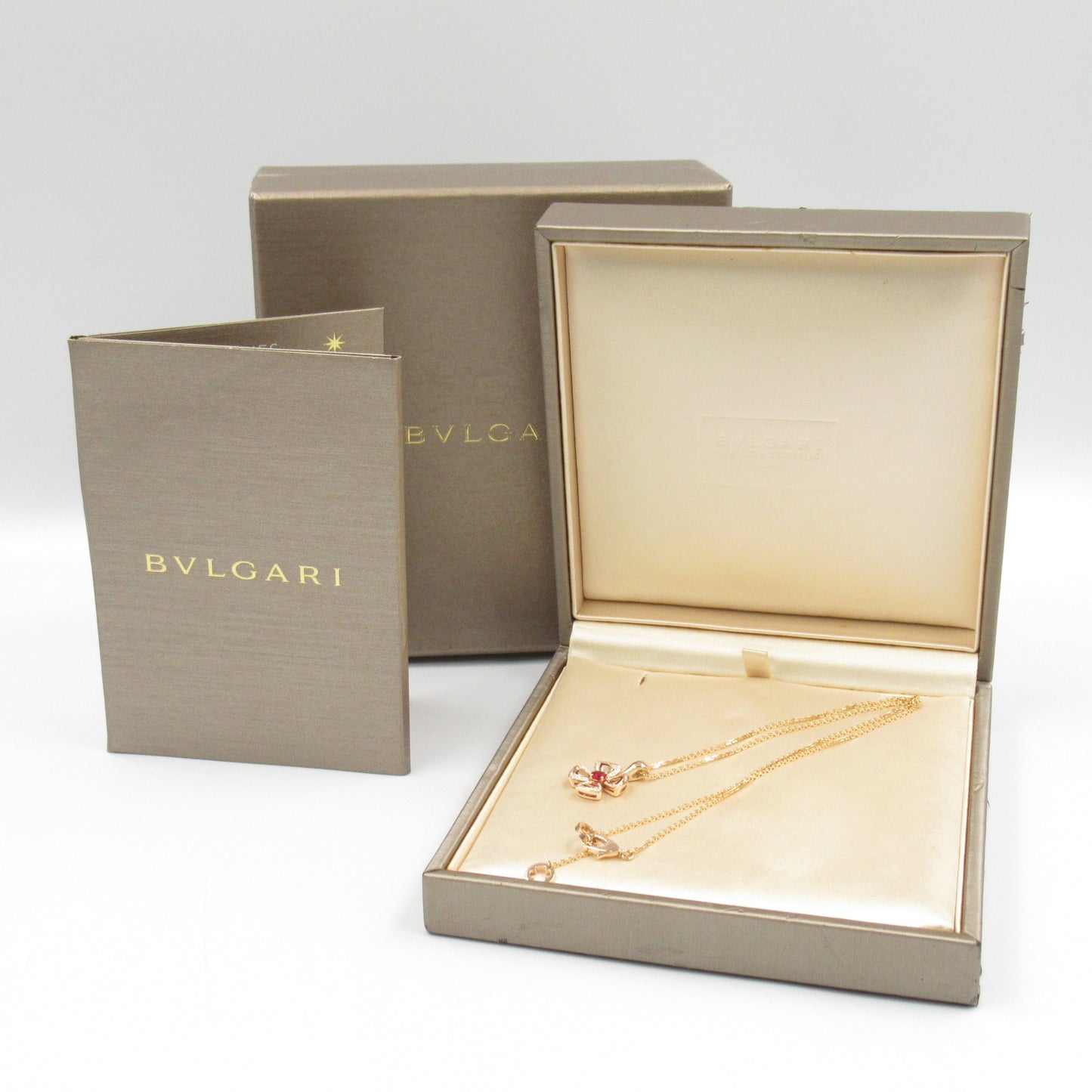 フィオレヴァーネックレス ダイヤ ネックレス K18PG（ピンクゴールド） ダイヤモンド レッド クリア ブルガリ アクセサリー BVLGARI