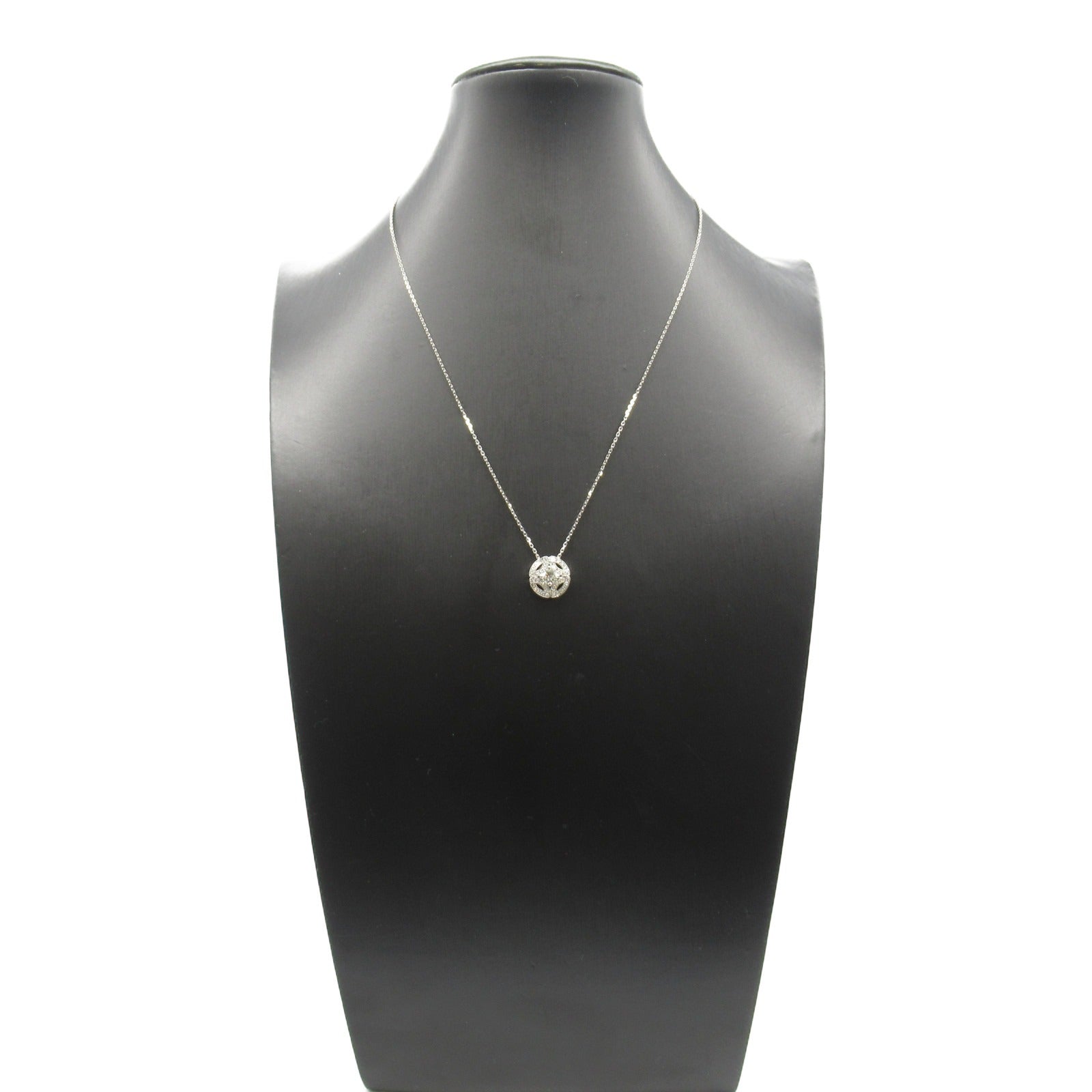 br>K18WGダイヤネックレス0.10/ABランク/64【中古】 br>K18WGダイヤ  