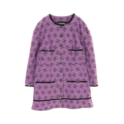 ココマーク ノーカラージャケット デニムジャケット コットン パープル ブラック スパンコール 22S シャネル アウター CHANEL