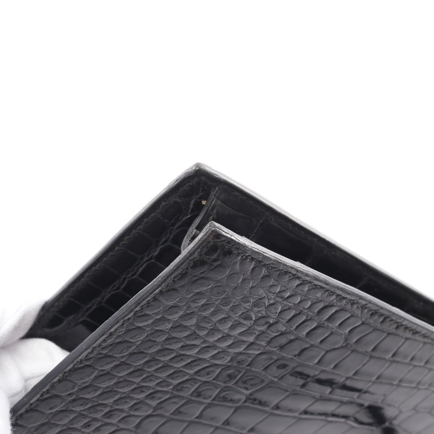 リディ ショルダーバッグ クロコダイル ポロサスリセ ブラック ゴールド金具 ヴィンテージ ○P刻印 エルメス バッグ HERMES