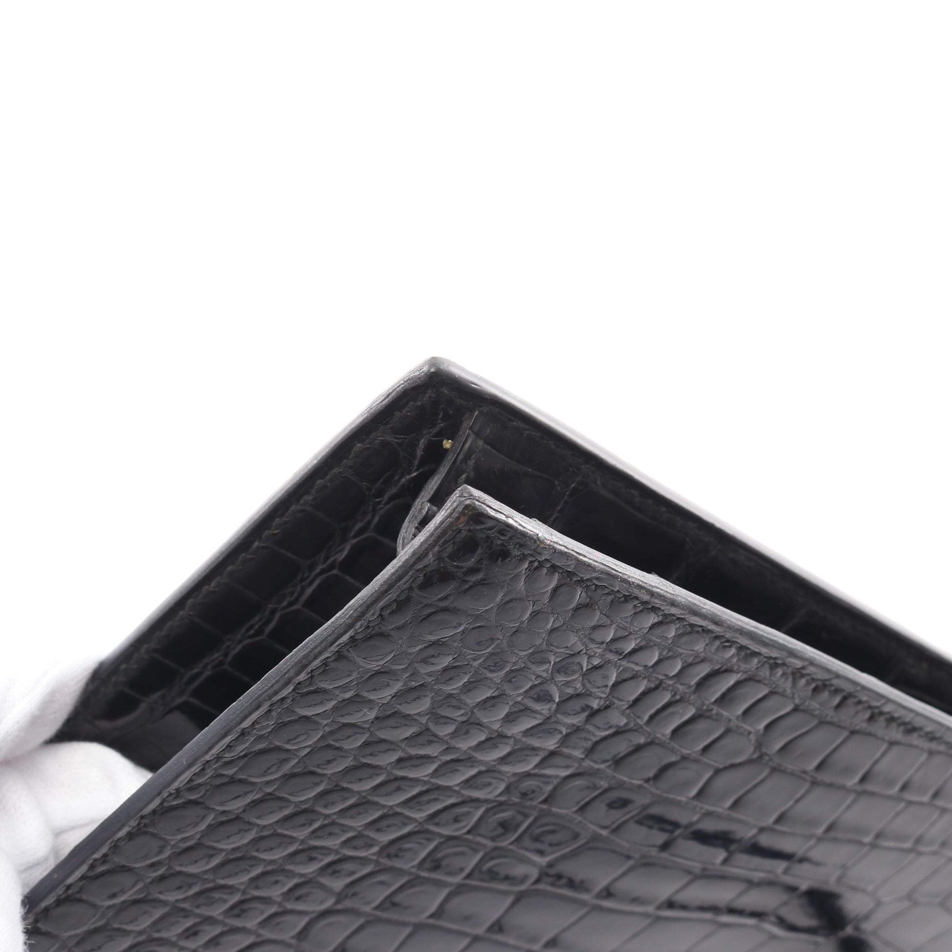 リディ ショルダーバッグ クロコダイル ポロサスリセ ブラック ゴールド金具 ヴィンテージ ○P刻印 エルメス バッグ HERMES