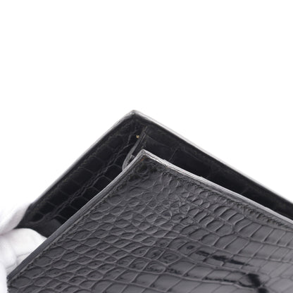 リディ ショルダーバッグ クロコダイル ポロサスリセ ブラック ゴールド金具 ヴィンテージ ○P刻印 エルメス バッグ HERMES