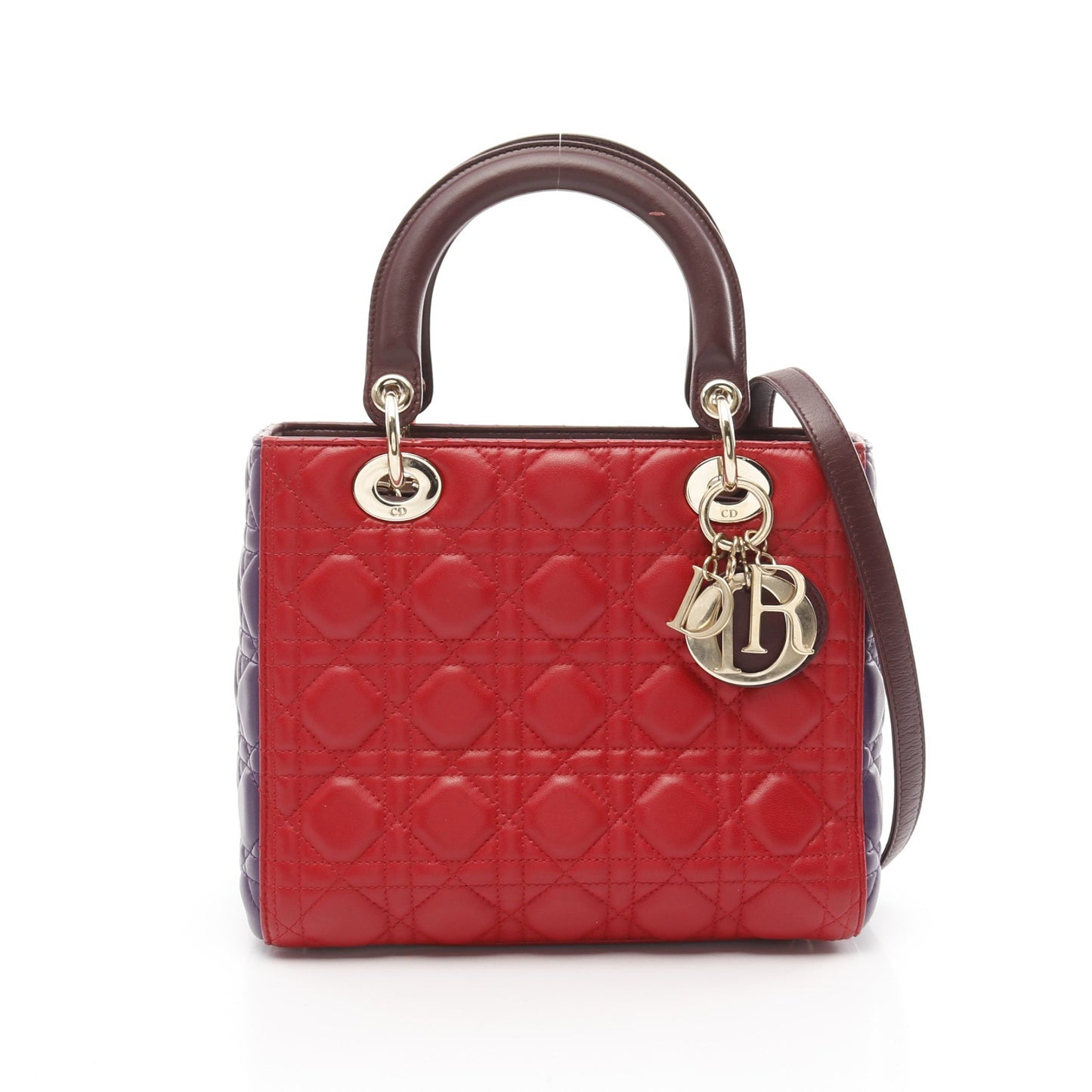 LADY DIOR レディディオール カナージュ ハンドバッグ レザー レッド パープル ボルドー 2WAY クリスチャンディオール バッグ Christian Dior
