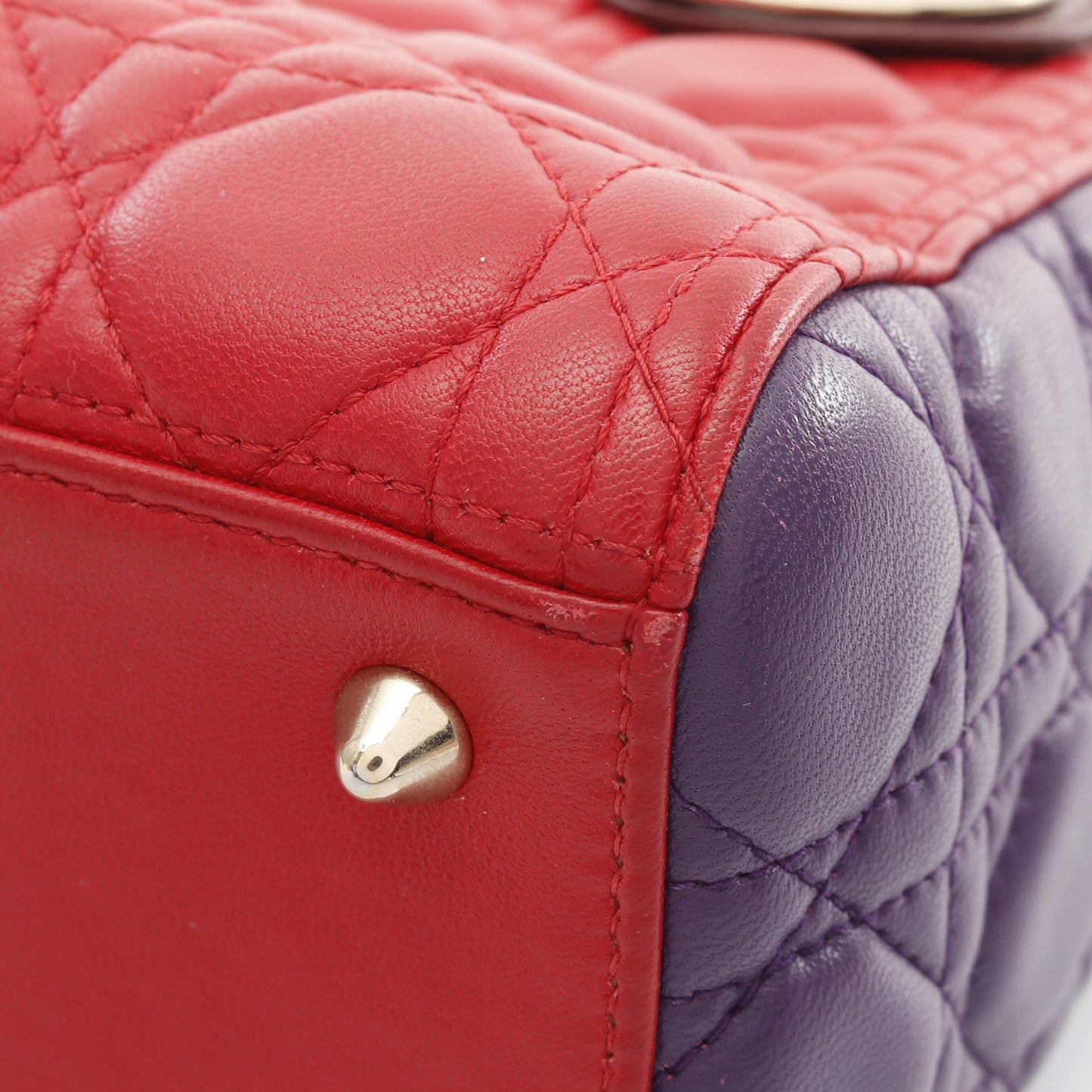 LADY DIOR レディディオール カナージュ ハンドバッグ レザー レッド パープル ボルドー 2WAY クリスチャンディオール バッグ Christian Dior