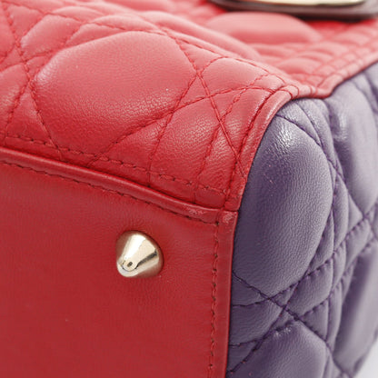 LADY DIOR レディディオール カナージュ ハンドバッグ レザー レッド パープル ボルドー 2WAY クリスチャンディオール バッグ Christian Dior