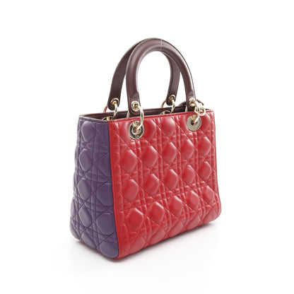 LADY DIOR レディディオール カナージュ ハンドバッグ レザー レッド パープル ボルドー 2WAY クリスチャンディオール バッグ Christian Dior