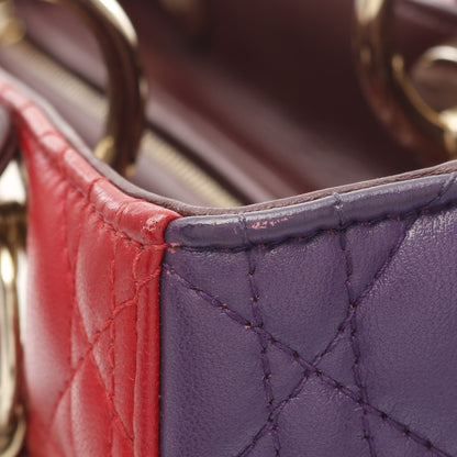 LADY DIOR レディディオール カナージュ ハンドバッグ レザー レッド パープル ボルドー 2WAY クリスチャンディオール バッグ Christian Dior