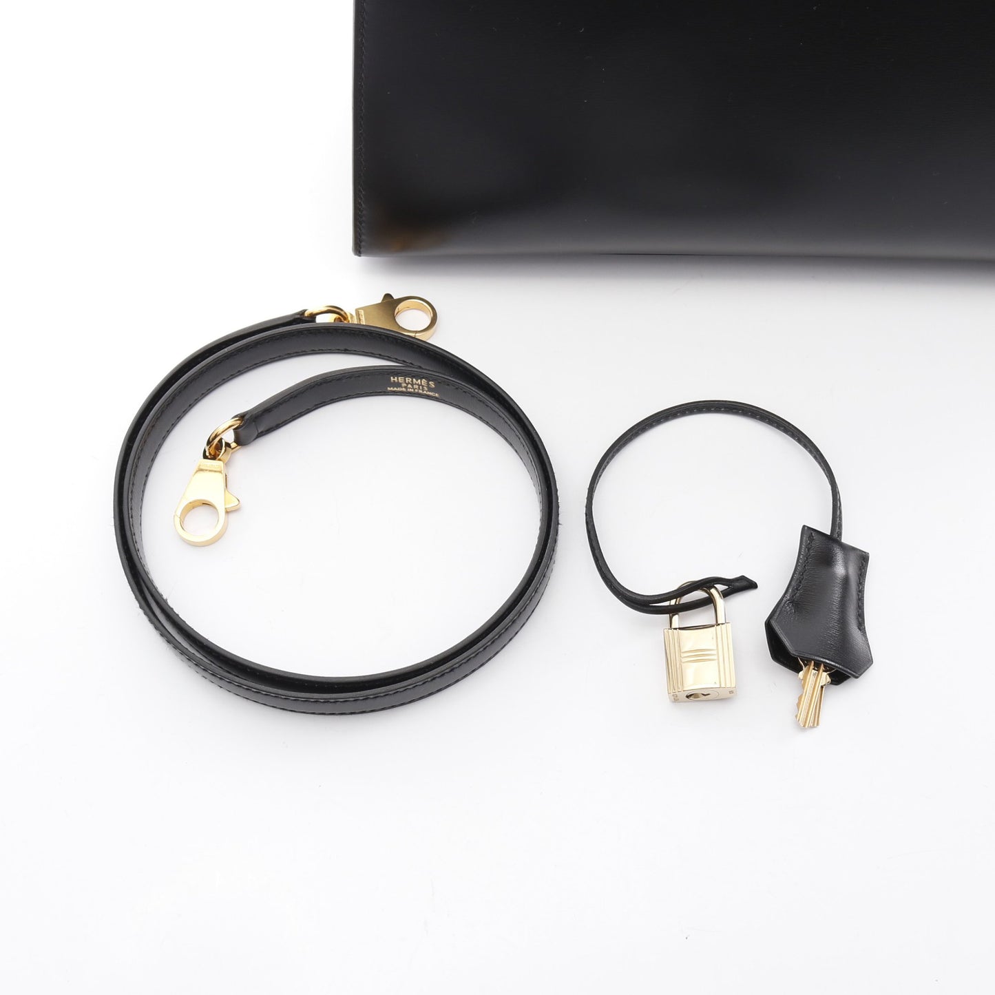ケリー32 ハンドバッグ ボックスカーフ ブラック ゴールド金具 外縫い 2WAY ○A刻印 エルメス バッグ HERMES