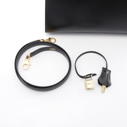 ケリー32 ハンドバッグ ボックスカーフ ブラック ゴールド金具 外縫い 2WAY ○A刻印 エルメス バッグ HERMES