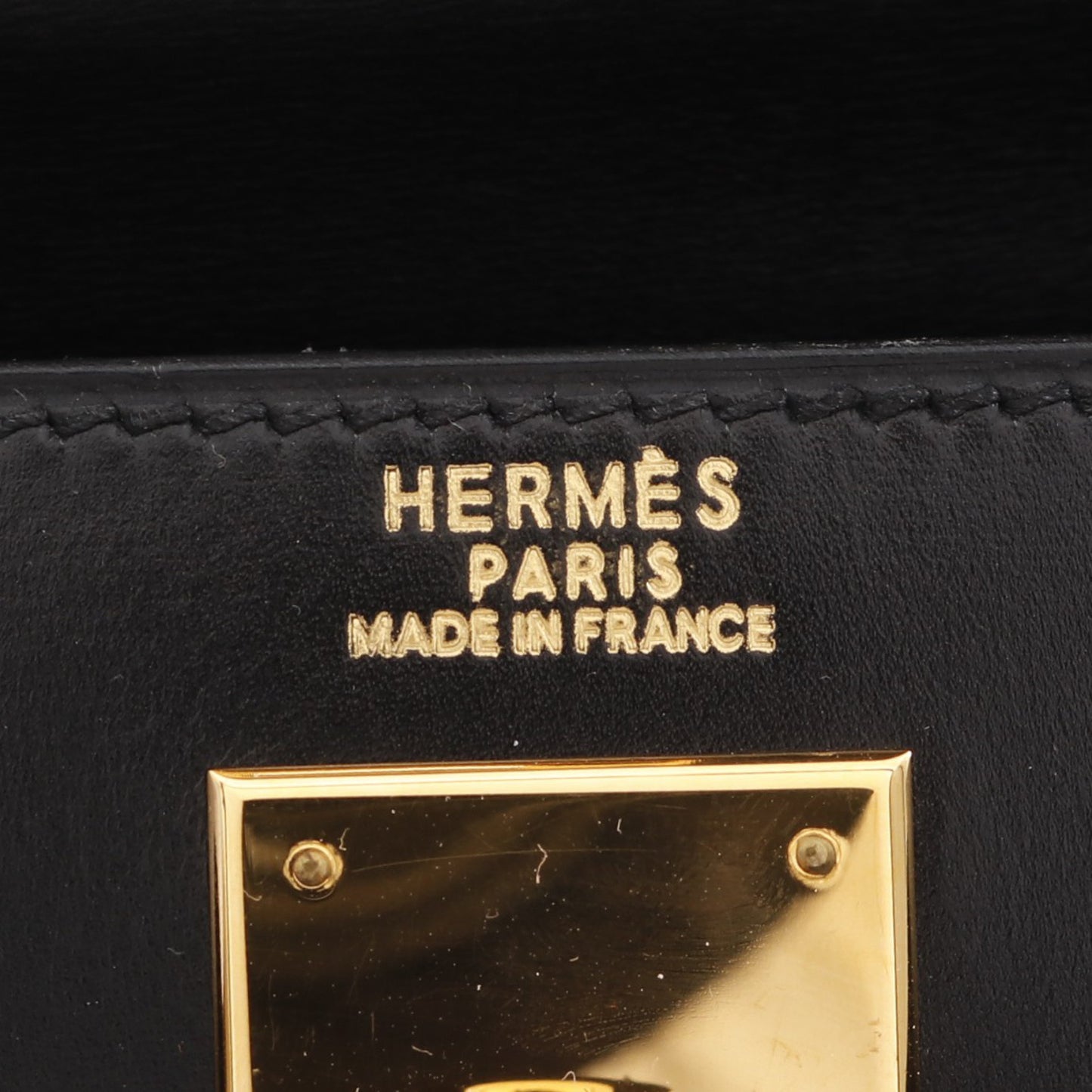 ケリー32 ハンドバッグ ボックスカーフ ブラック ゴールド金具 外縫い 2WAY ○A刻印 エルメス バッグ HERMES
