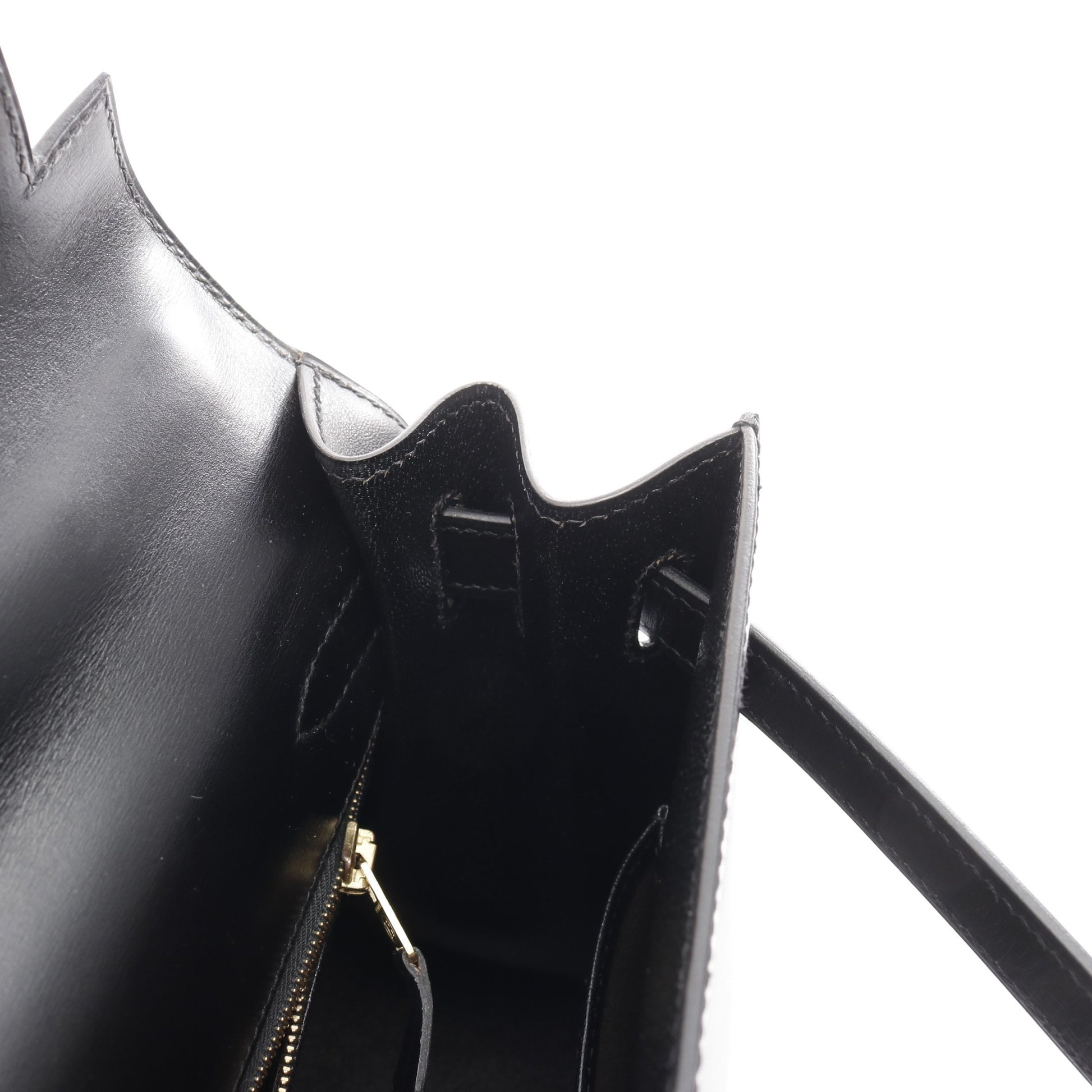 ケリー32 ハンドバッグ ボックスカーフ ブラック ゴールド金具 外縫い 2WAY ○A刻印 エルメス バッグ HERMES