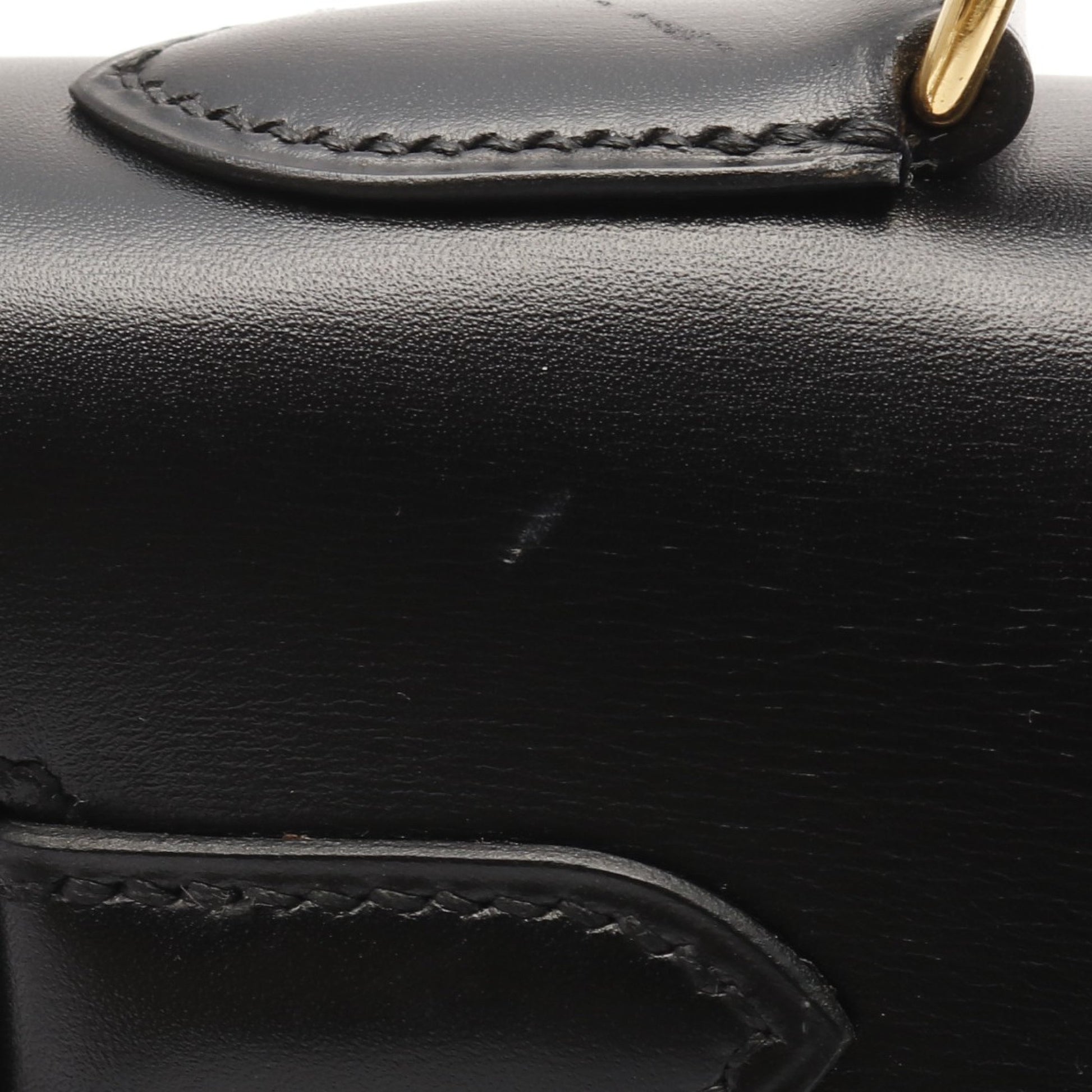 ケリー32 ハンドバッグ ボックスカーフ ブラック ゴールド金具 外縫い 2WAY ○A刻印 エルメス バッグ HERMES