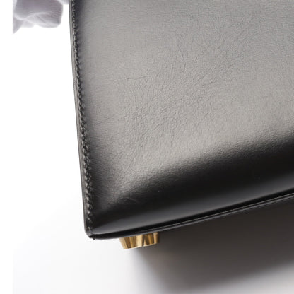 ケリー32 ハンドバッグ ボックスカーフ ブラック ゴールド金具 外縫い 2WAY ○A刻印 エルメス バッグ HERMES