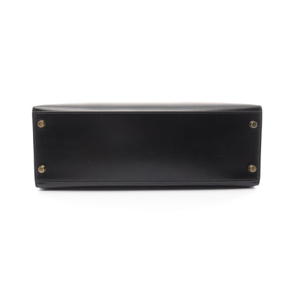 ケリー32 ハンドバッグ ボックスカーフ ブラック ゴールド金具 外縫い 2WAY ○A刻印 エルメス バッグ HERMES