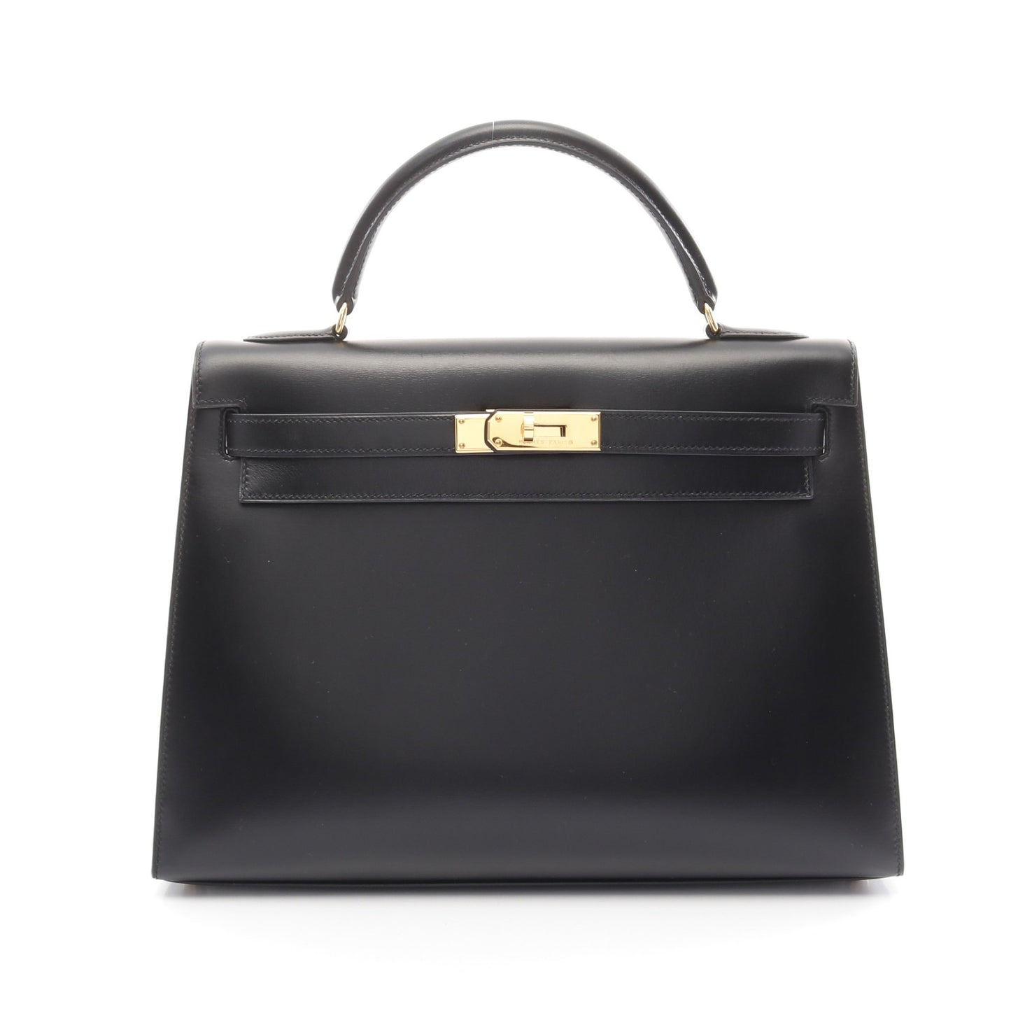 ケリー32 ハンドバッグ ボックスカーフ ブラック ゴールド金具 外縫い 2WAY ○A刻印 エルメス バッグ HERMES