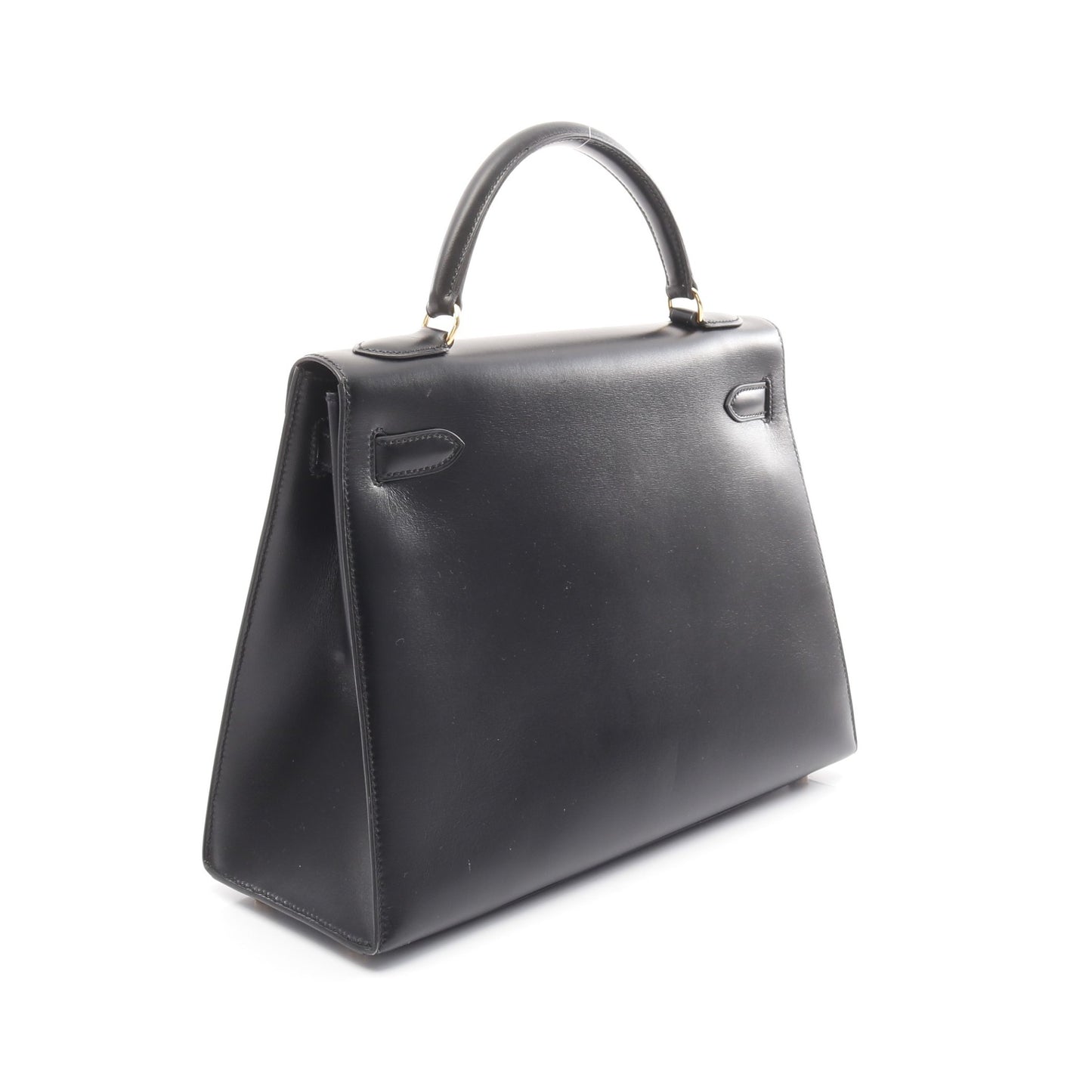ケリー32 ハンドバッグ ボックスカーフ ブラック ゴールド金具 外縫い 2WAY ○A刻印 エルメス バッグ HERMES