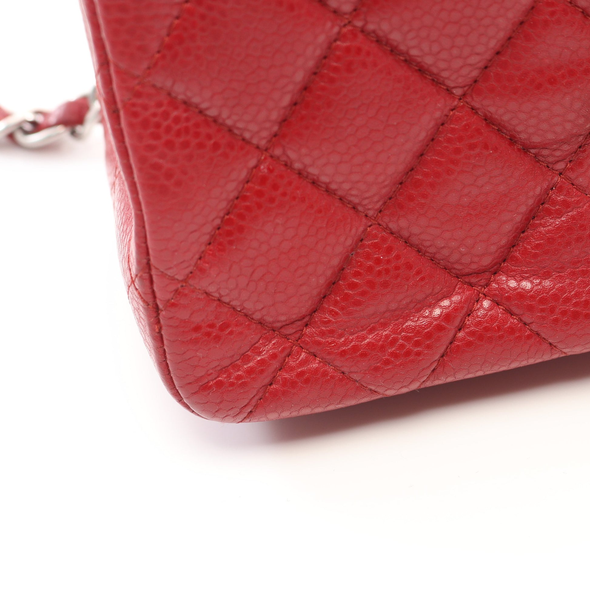 ミニマトラッセ チェーンショルダーバッグ キャビアスキン レッド シルバー金具 シャネル バッグ CHANEL