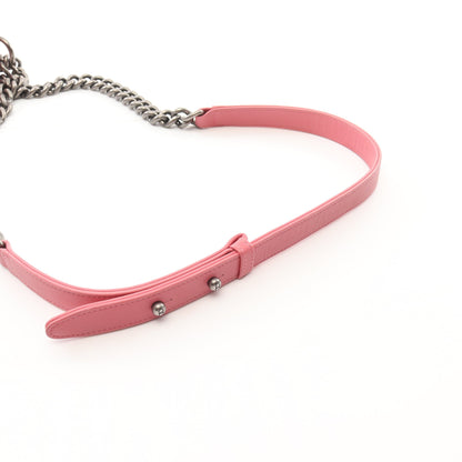 ボーイシャネル スモール シェブロン Vステッチ チェーンショルダーバッグ レザー ピンク アンティークシルバー金具 シャネル バッグ CHANEL