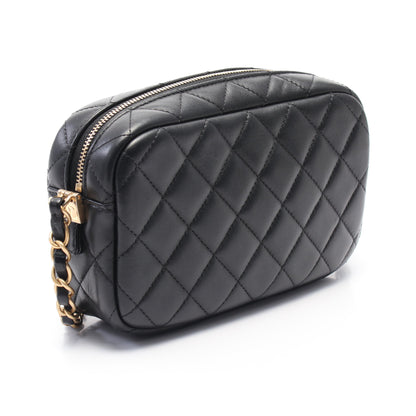 マトラッセ カメラバッグ チェーンショルダーバッグ ラムスキン ブラック ゴールド金具 シャネル バッグ CHANEL