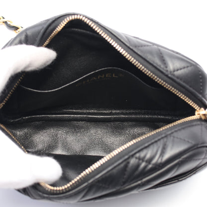 マトラッセ カメラバッグ チェーンショルダーバッグ ラムスキン ブラック ゴールド金具 シャネル バッグ CHANEL