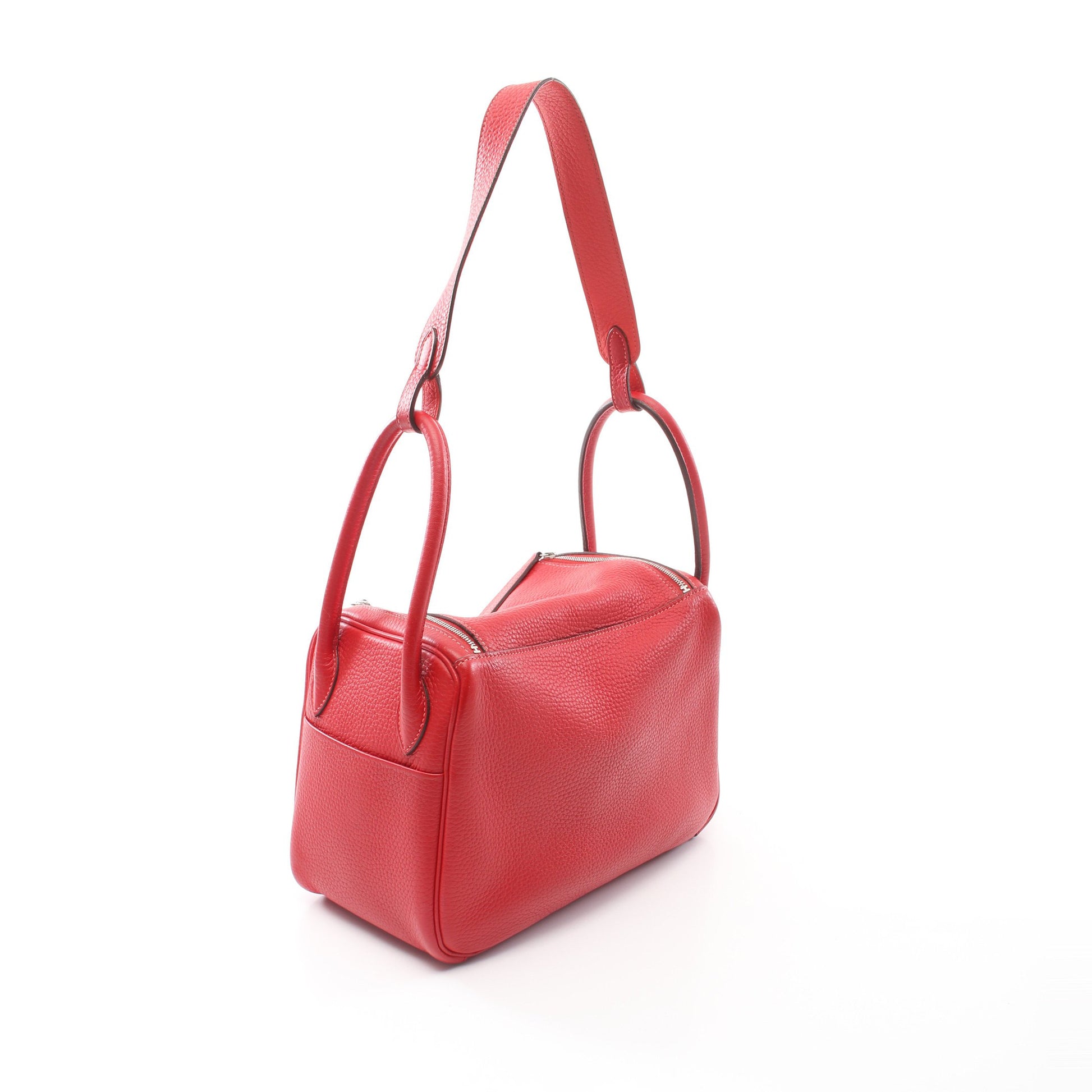リンディ26 ルージュガランス ショルダーバッグ トリヨンクレマンス レッド シルバー金具 □P刻印 エルメス バッグ HERMES