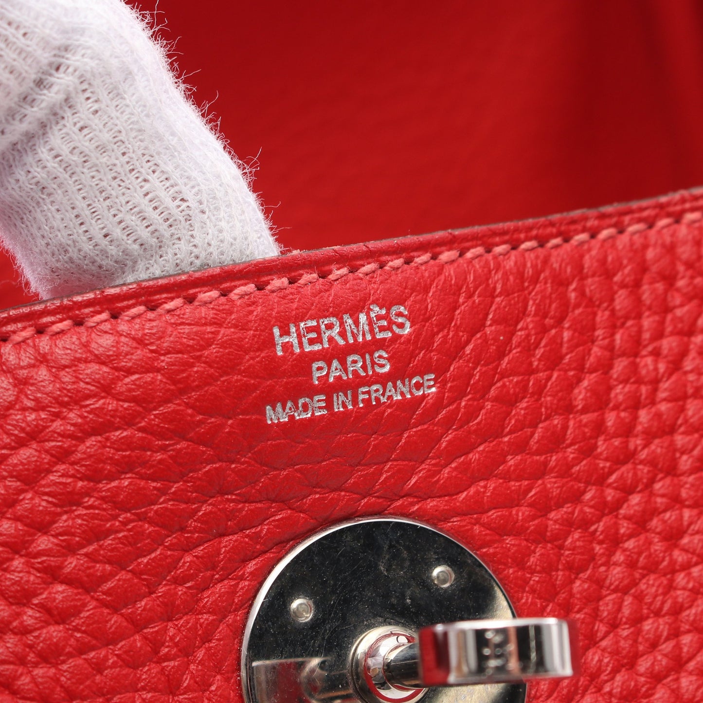 リンディ26 ルージュガランス ショルダーバッグ トリヨンクレマンス レッド シルバー金具 □P刻印 エルメス バッグ HERMES
