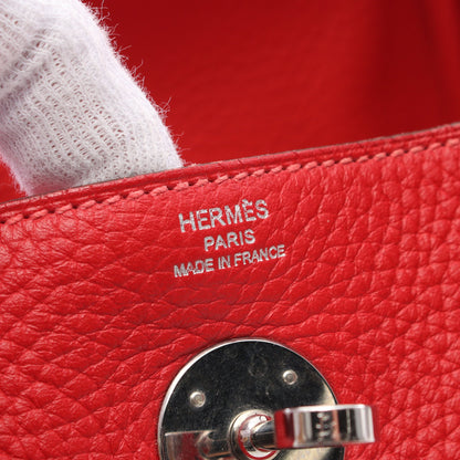 リンディ26 ルージュガランス ショルダーバッグ トリヨンクレマンス レッド シルバー金具 □P刻印 エルメス バッグ HERMES