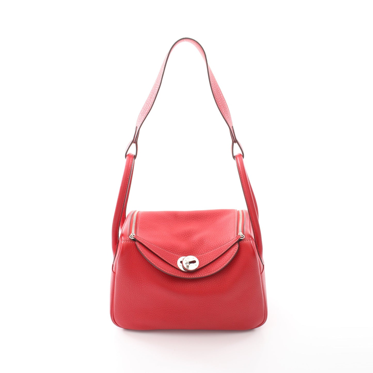 リンディ26 ルージュガランス ショルダーバッグ トリヨンクレマンス レッド シルバー金具 □P刻印 エルメス バッグ HERMES