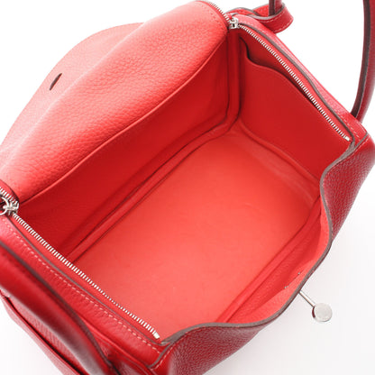 リンディ26 ルージュガランス ショルダーバッグ トリヨンクレマンス レッド シルバー金具 □P刻印 エルメス バッグ HERMES
