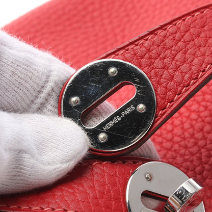 リンディ26 ルージュガランス ショルダーバッグ トリヨンクレマンス レッド シルバー金具 □P刻印 エルメス バッグ HERMES
